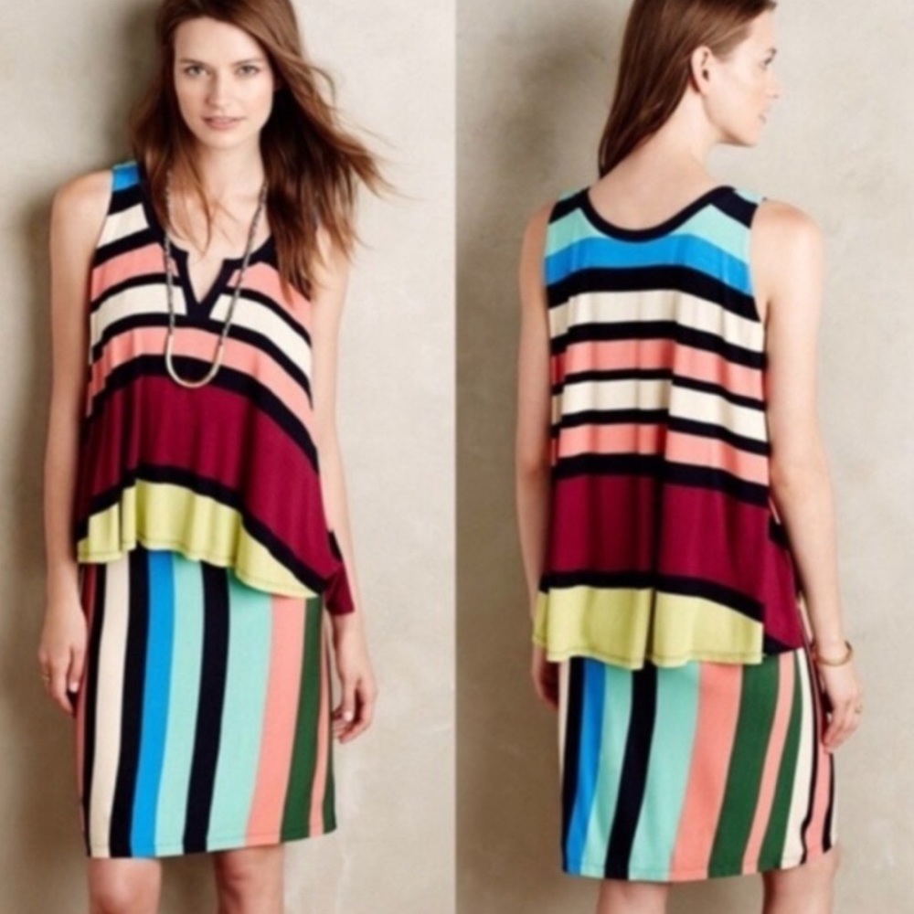 Anthropologie Maeve Davina Color Striped Dress S